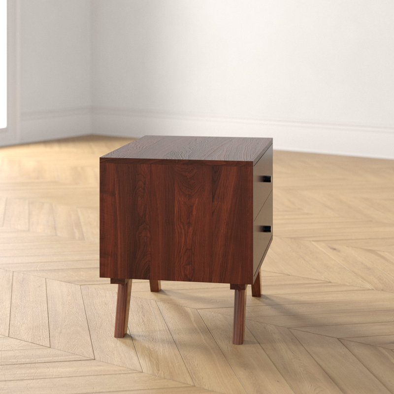 Wade Logan® Arretta 2 Drawer Walnut Nightstand & Reviews Wayfair
